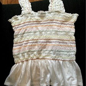 Girls White Top w/Color Stripes